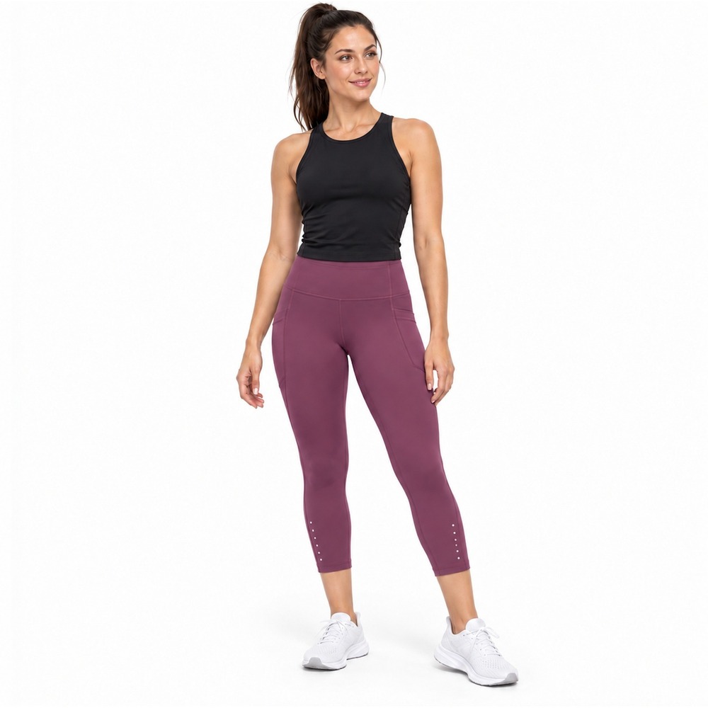 Lululemon Fast and Free High-Rise Crop 19 Reflective Purple Leggings SIZE 0
